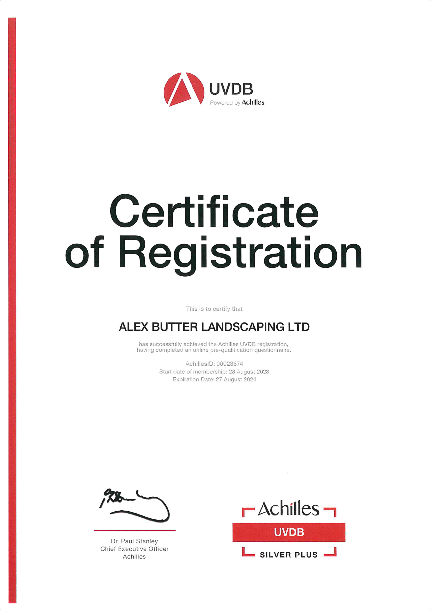 Archilles Certificate Update - August